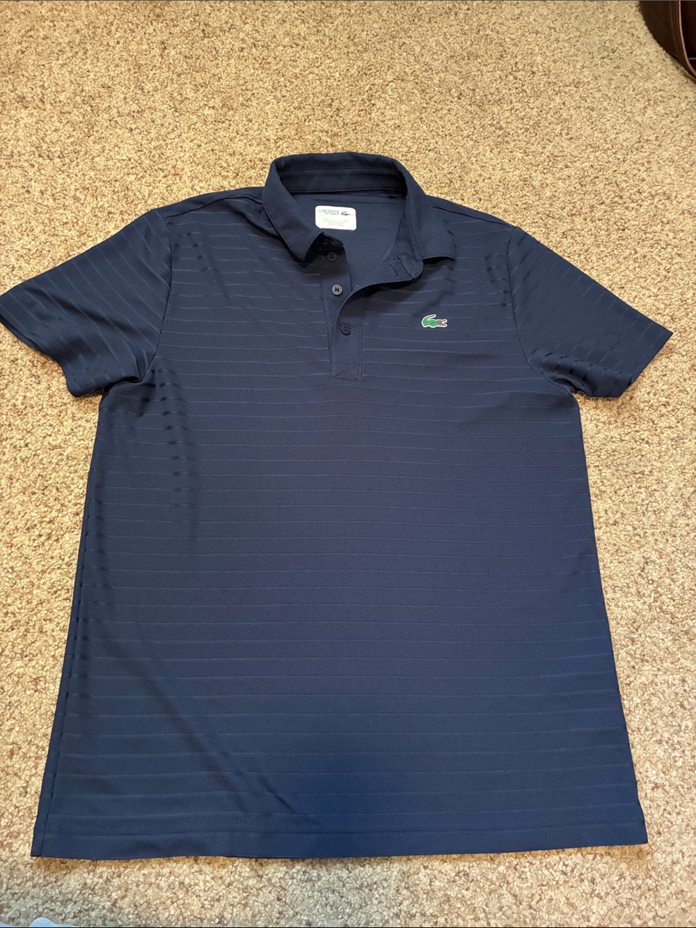 Lacoste Men's Navy Short-Sleeve Polo with Embroidered Croc